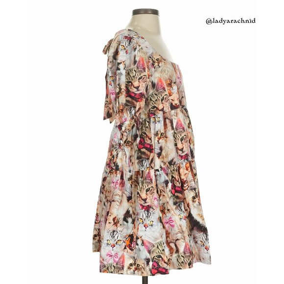 LAZY OAF Furry Friends cat print relaxed fit smock dress size 2 - Picture 7 of 9